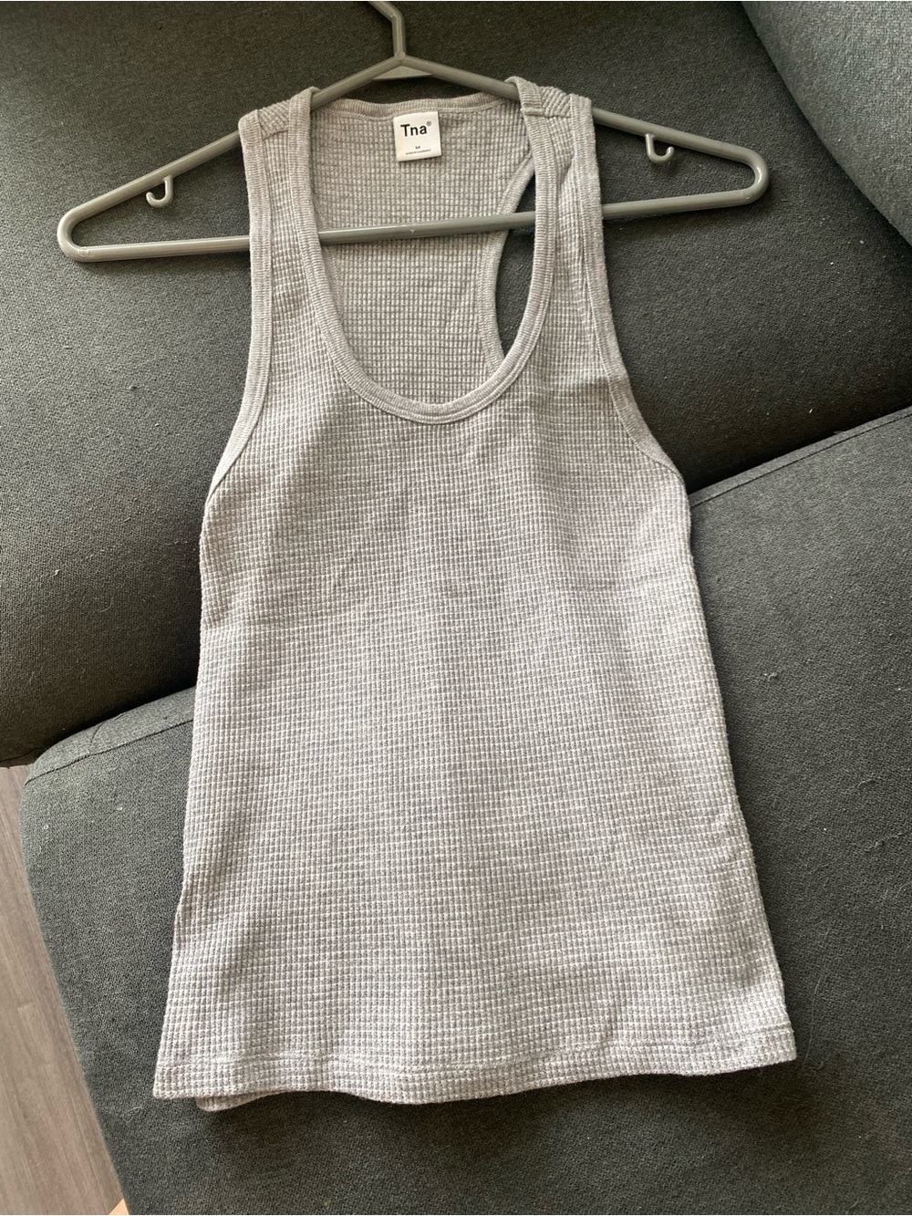 TNA Ribbed Tank Top in Light Gray